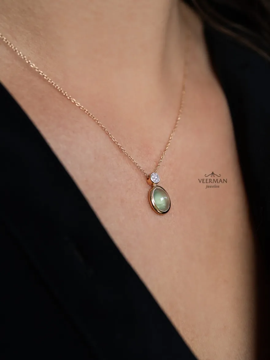 Al Coro Amici collier met prehniet en diamant NC392PRR