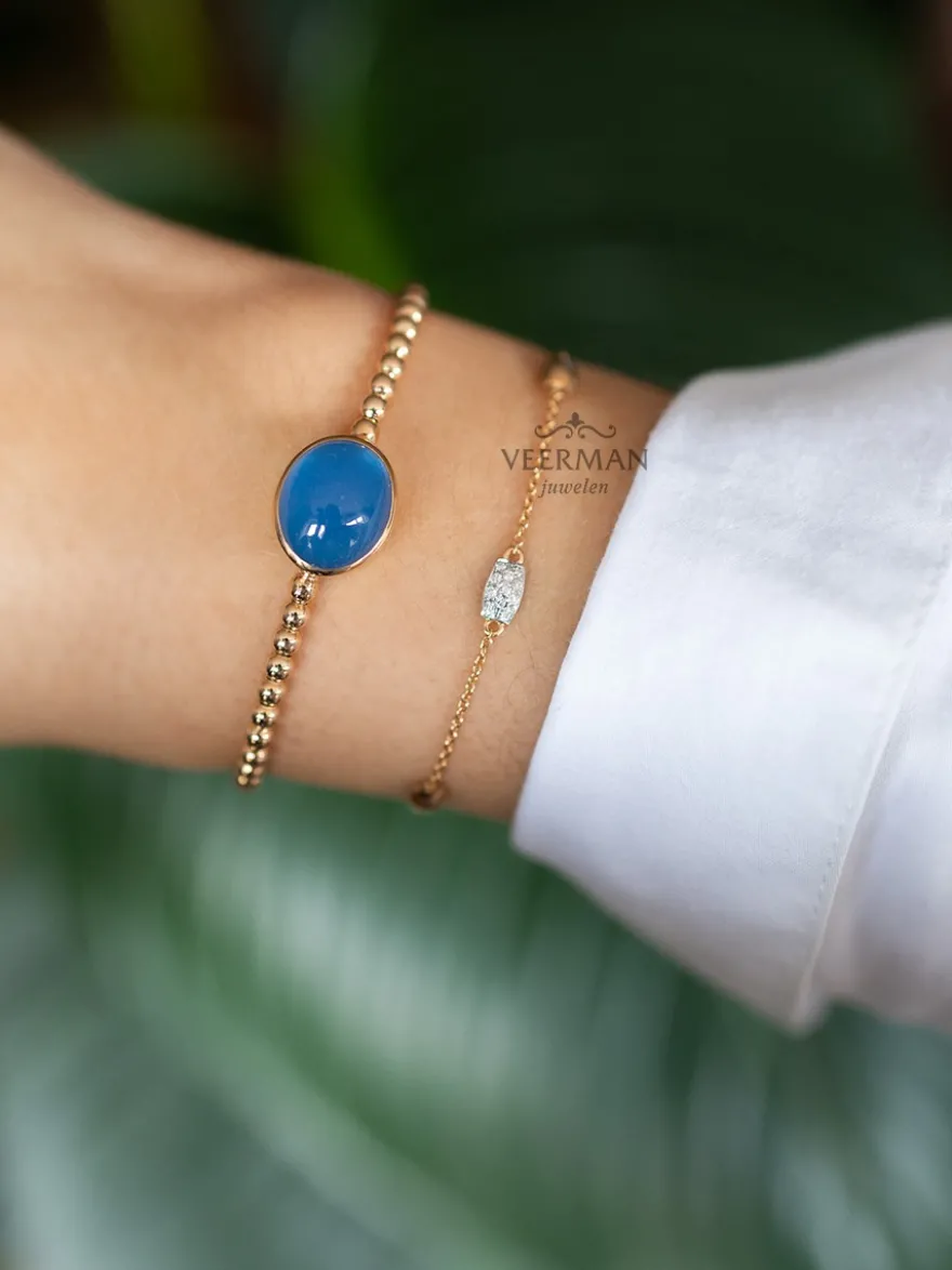 Al Coro Stretch armband met blauwe kwarts + Luxe Cadeau