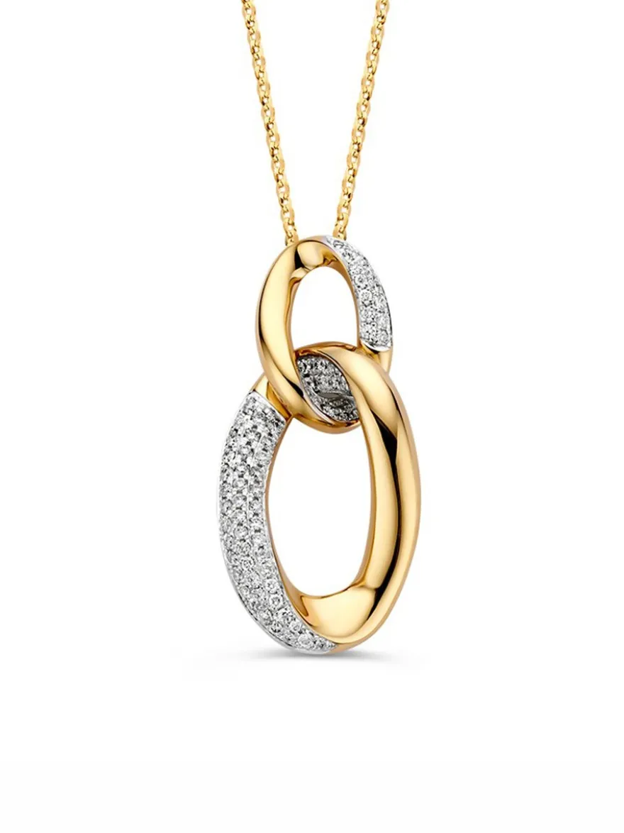 Bicolor collier met schakelhanger en diamant 0,39crt. + Luxe Cadeau