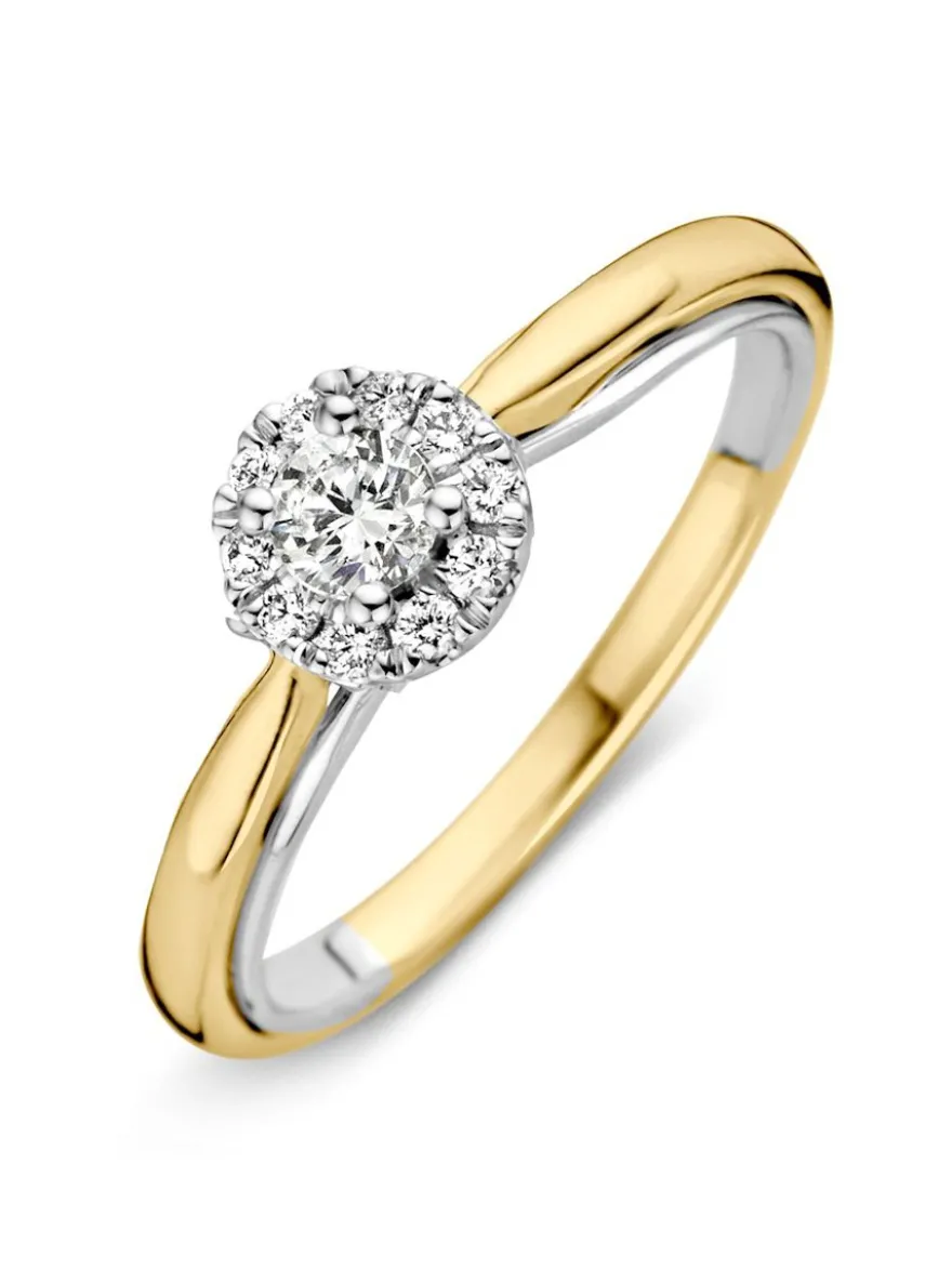 Bicolor entourage ring met diamant 0,33crt + Luxe Cadeau