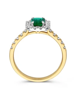 Bicolor entourage ring smaragd + diamant | Luxe cadeau
