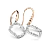 Bicolor oorhaken ruit met diamant + Luxe Cadeau