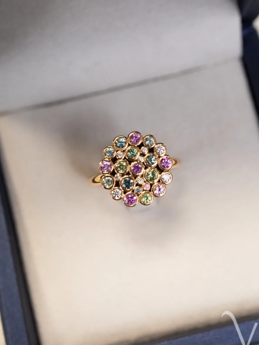 BRON Confetti ring 8RR4939BRMK/5 saffiermix + Luxe cadeau
