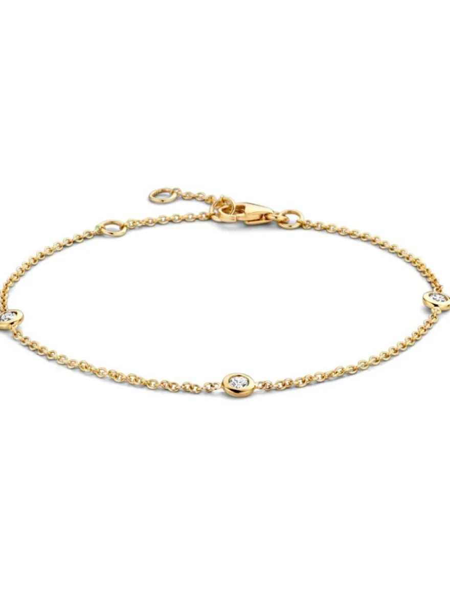 Geelgouden armband met 3 briljantenn + Luxe cadeau