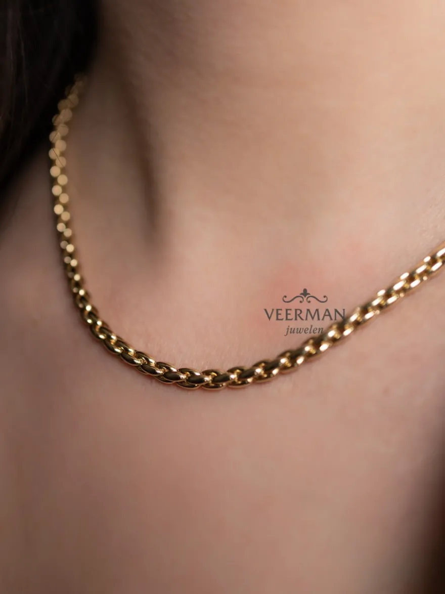 Geelgouden collier met klassieke schakel + Luxe cadeau