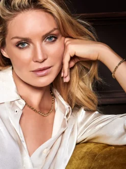 Schakelarmband anker geelgoud + Luxe cadeau