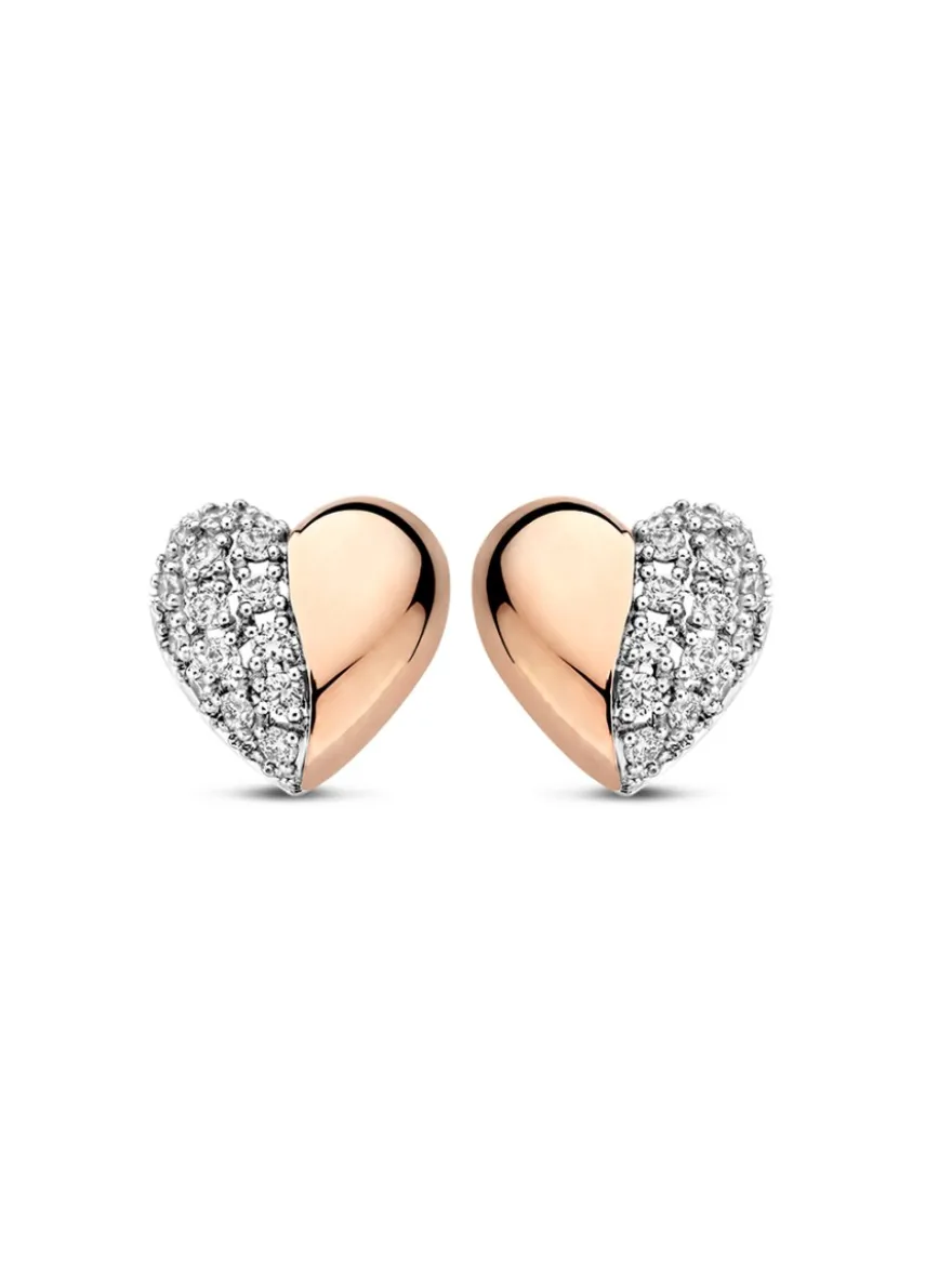 Tirisi Moda Oorstekers hartje met diamant TM7090D(2D)