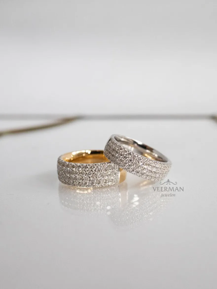 Witgouden Pavé witgouden ring Briljant 1,02 crt