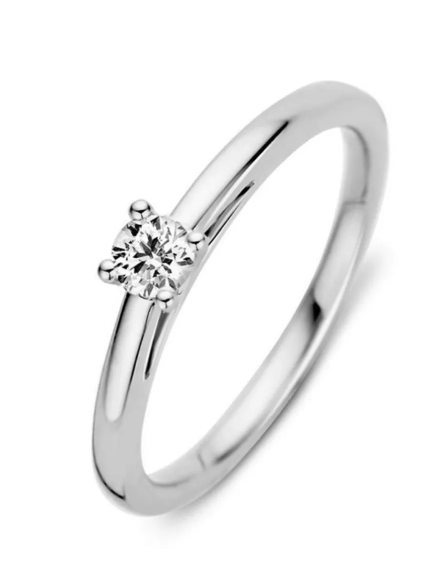 Witgouden solitairring 0,19crt. + Luxe cadeau